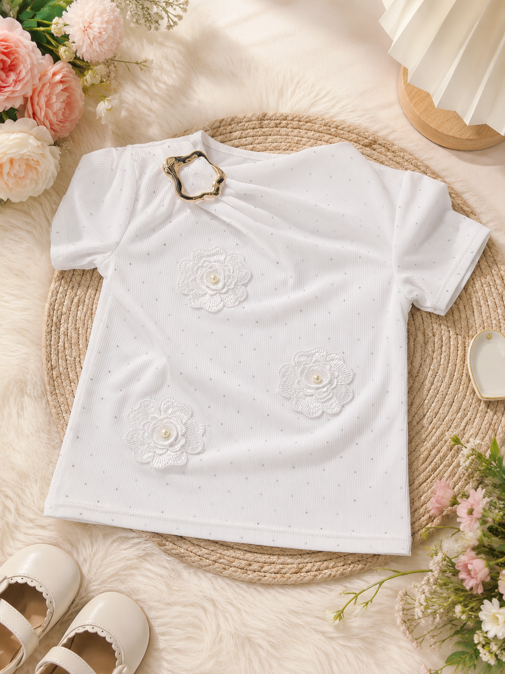 Girls' Elegant Floral T-Shirt