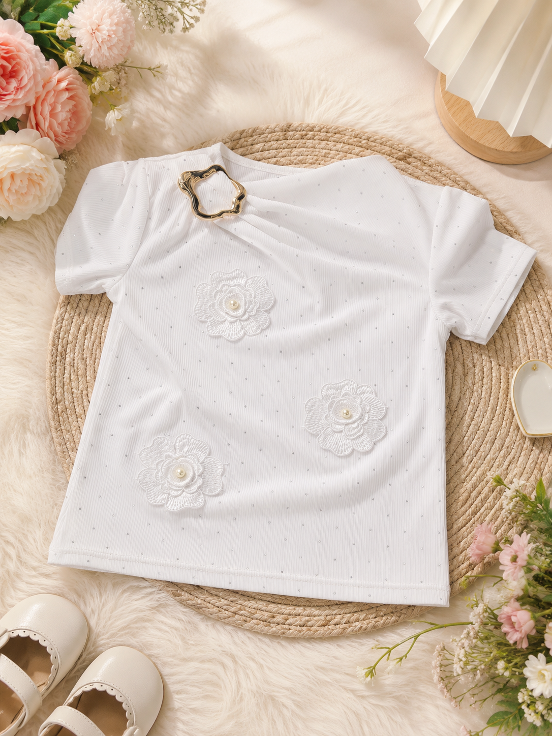 Girls' Elegant Floral T-Shirt