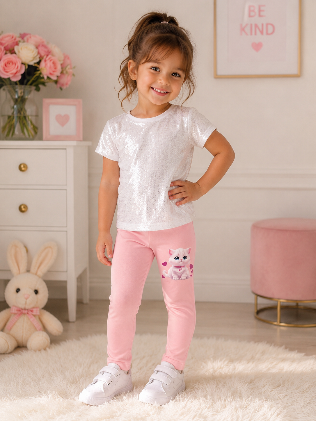 Girls Cute Kitty Leggings