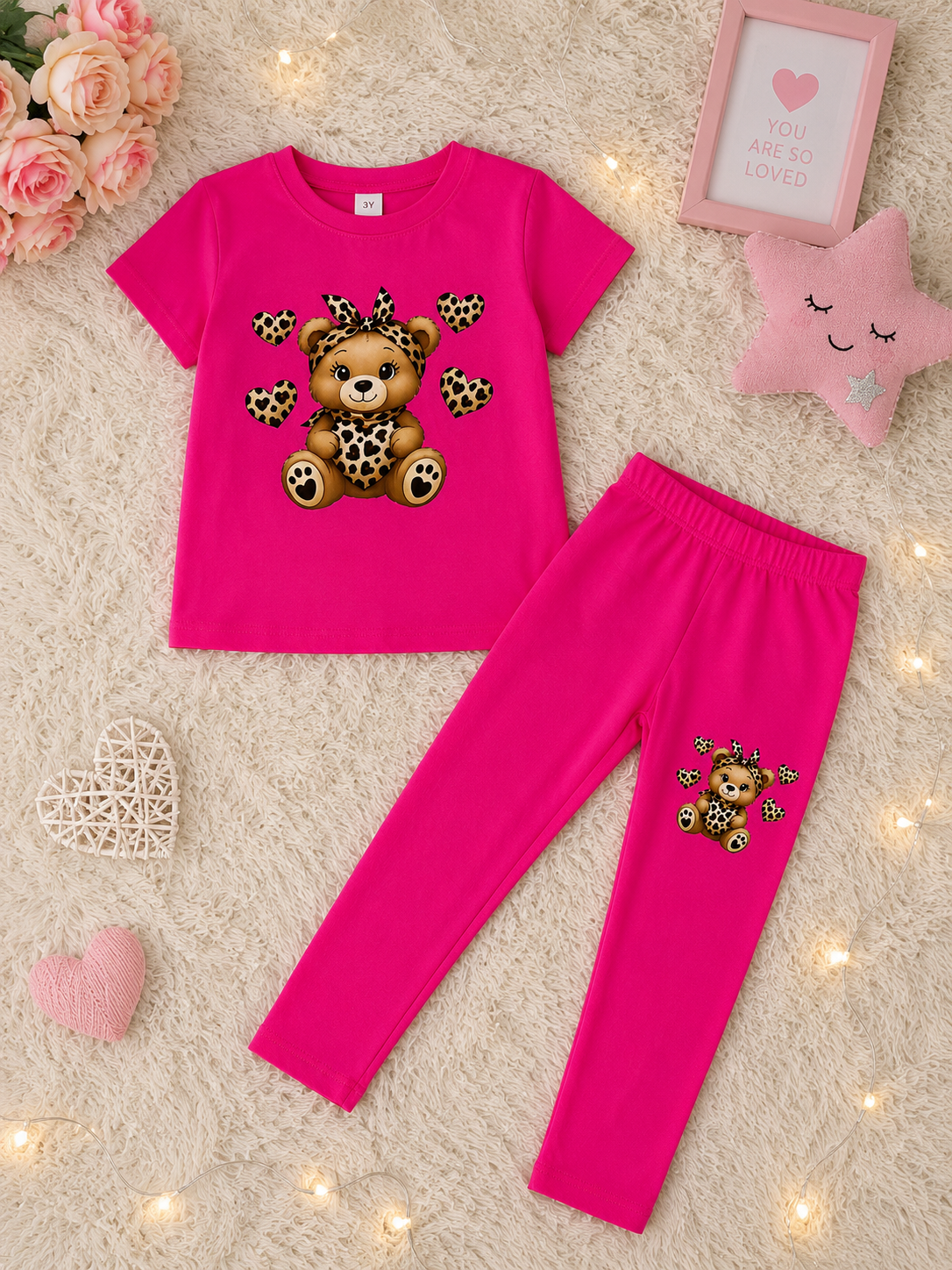 Girls Teddy Bear 2-Piece Outfit Set