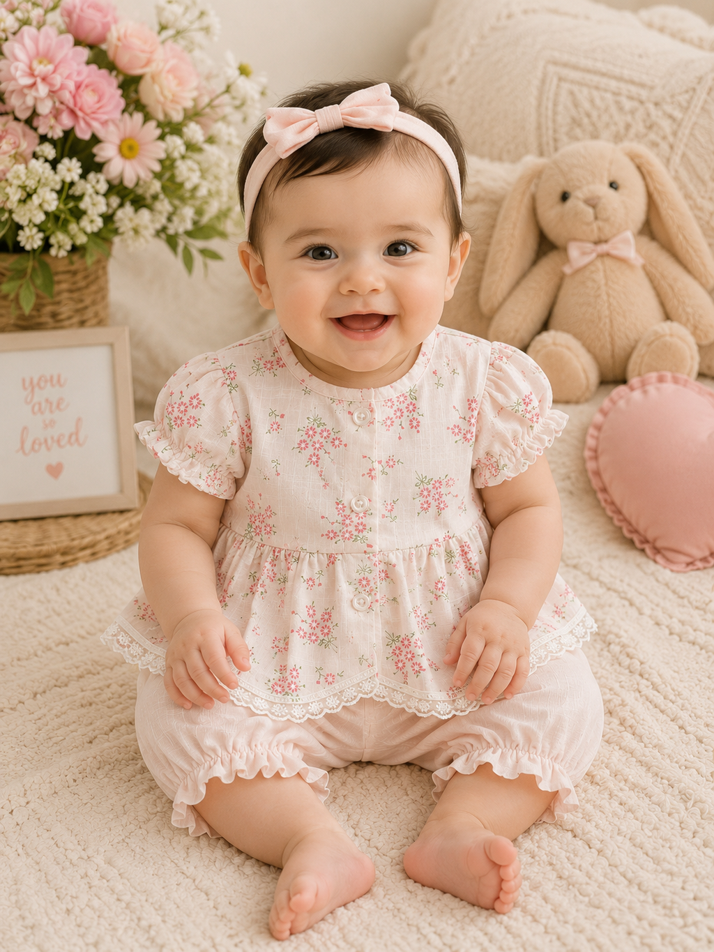 Baby Girls' Floral Top & Bloomer Shorts Set