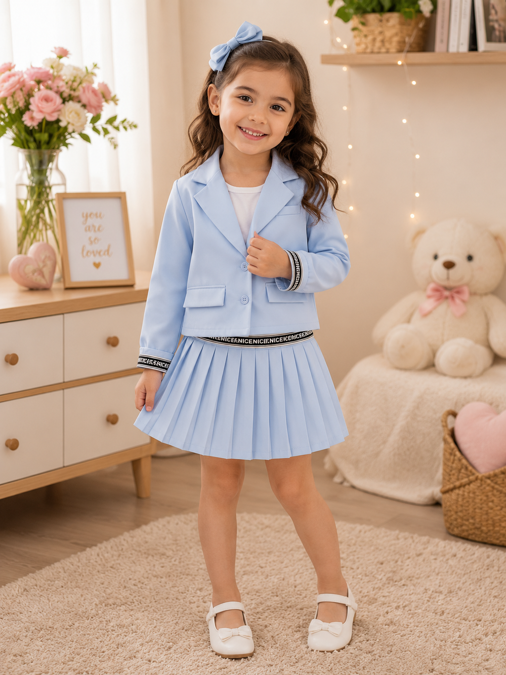Girls' Blazer & Pleated Skirt Co-Ord Set