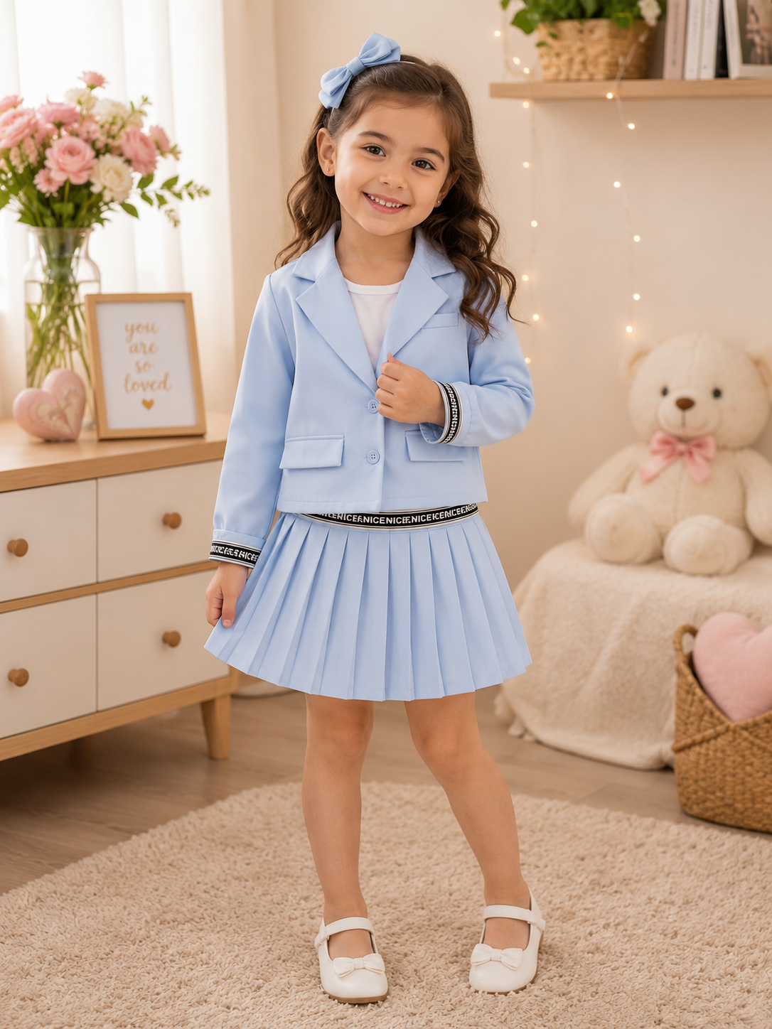 Girls' Blazer & Pleated Skirt Co-Ord Set