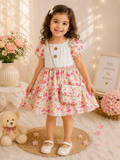Floral Girls Dress with Matching Mini Bag