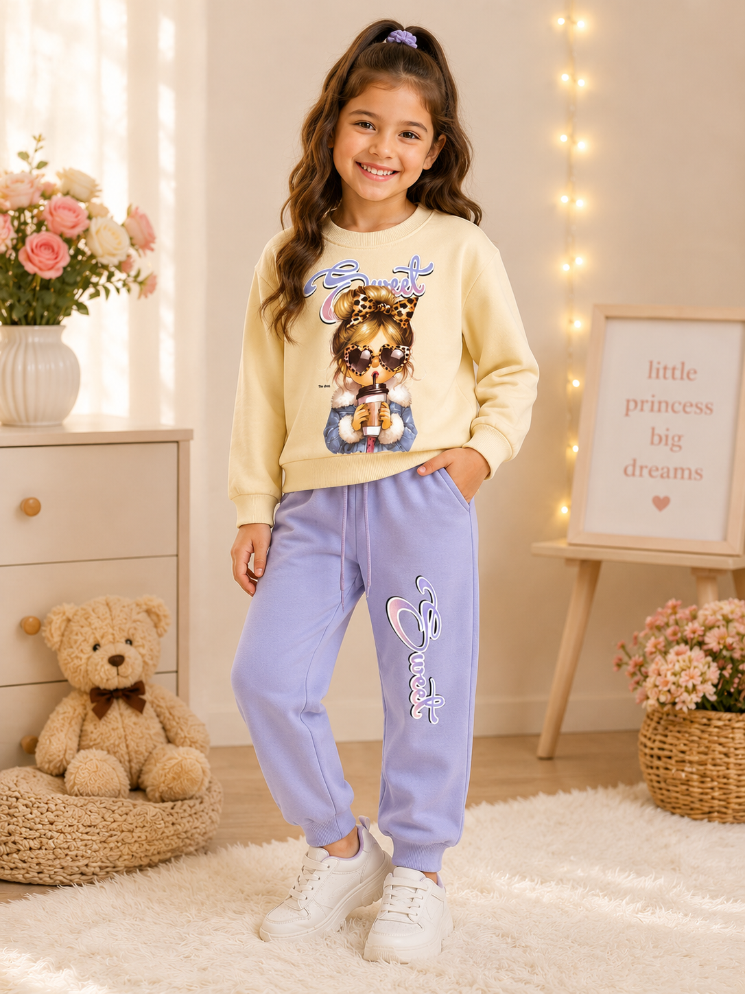 Girls "Sweet" Warm Tracksuit Set