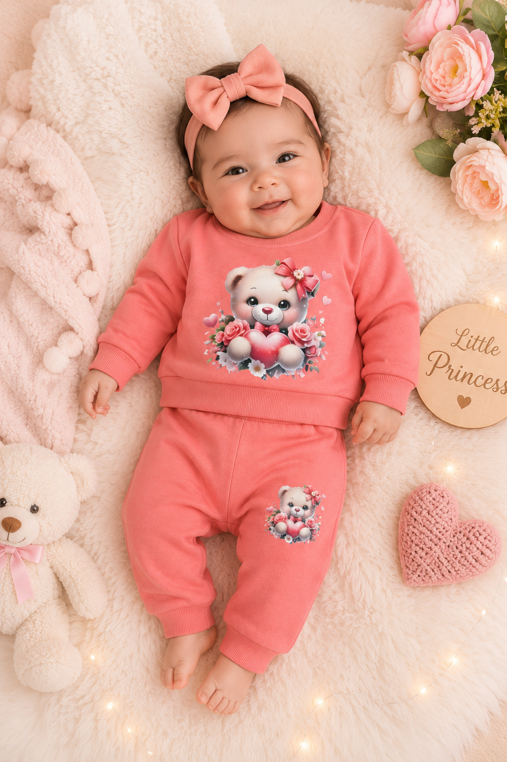 Baby Girls Teddy Bear 2-Piece Outfit Set