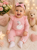 Baby Girls Swan 3-Piece Outfit Set