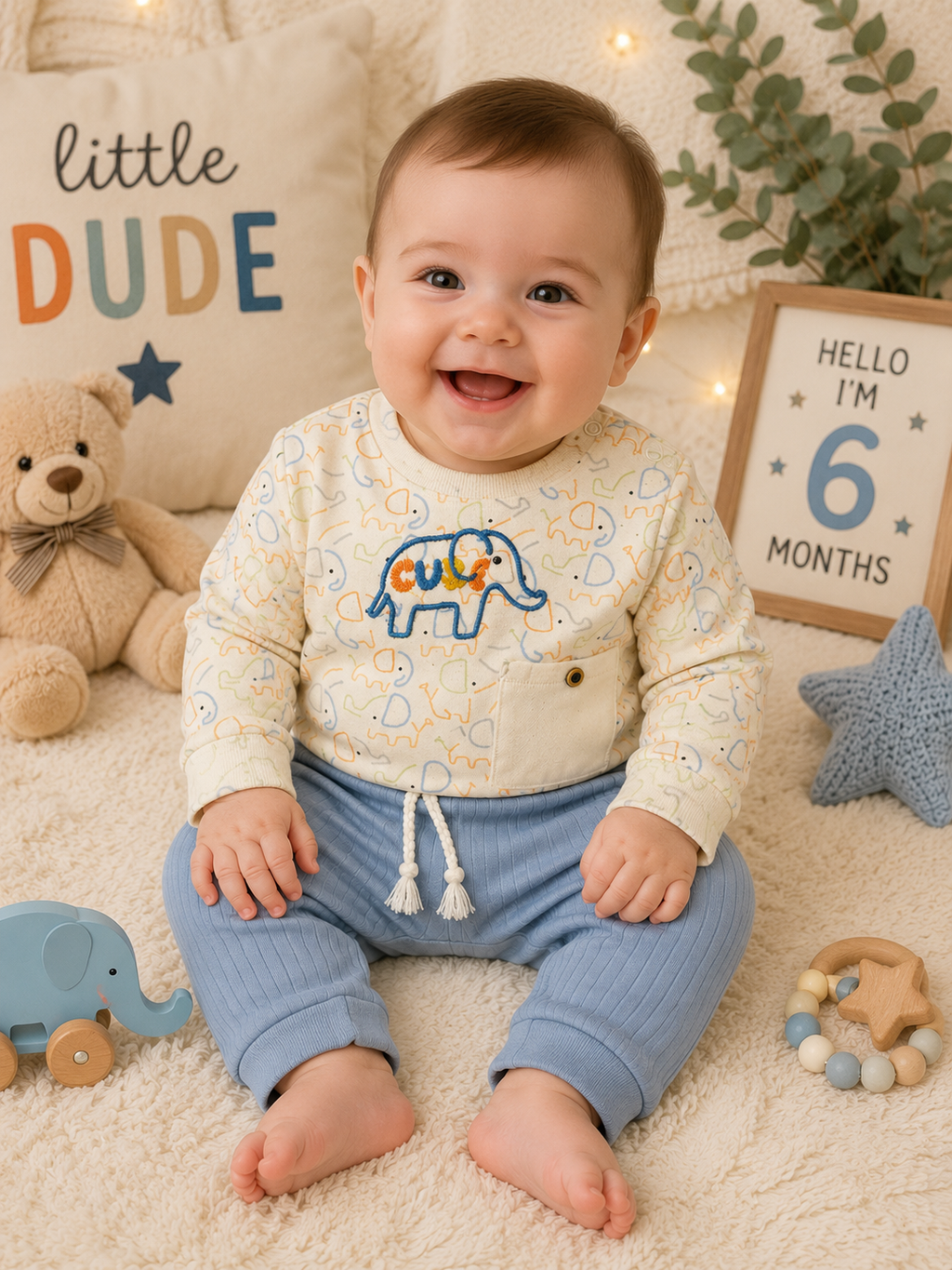 Baby Boys Elephant 2-Piece Outfit Set