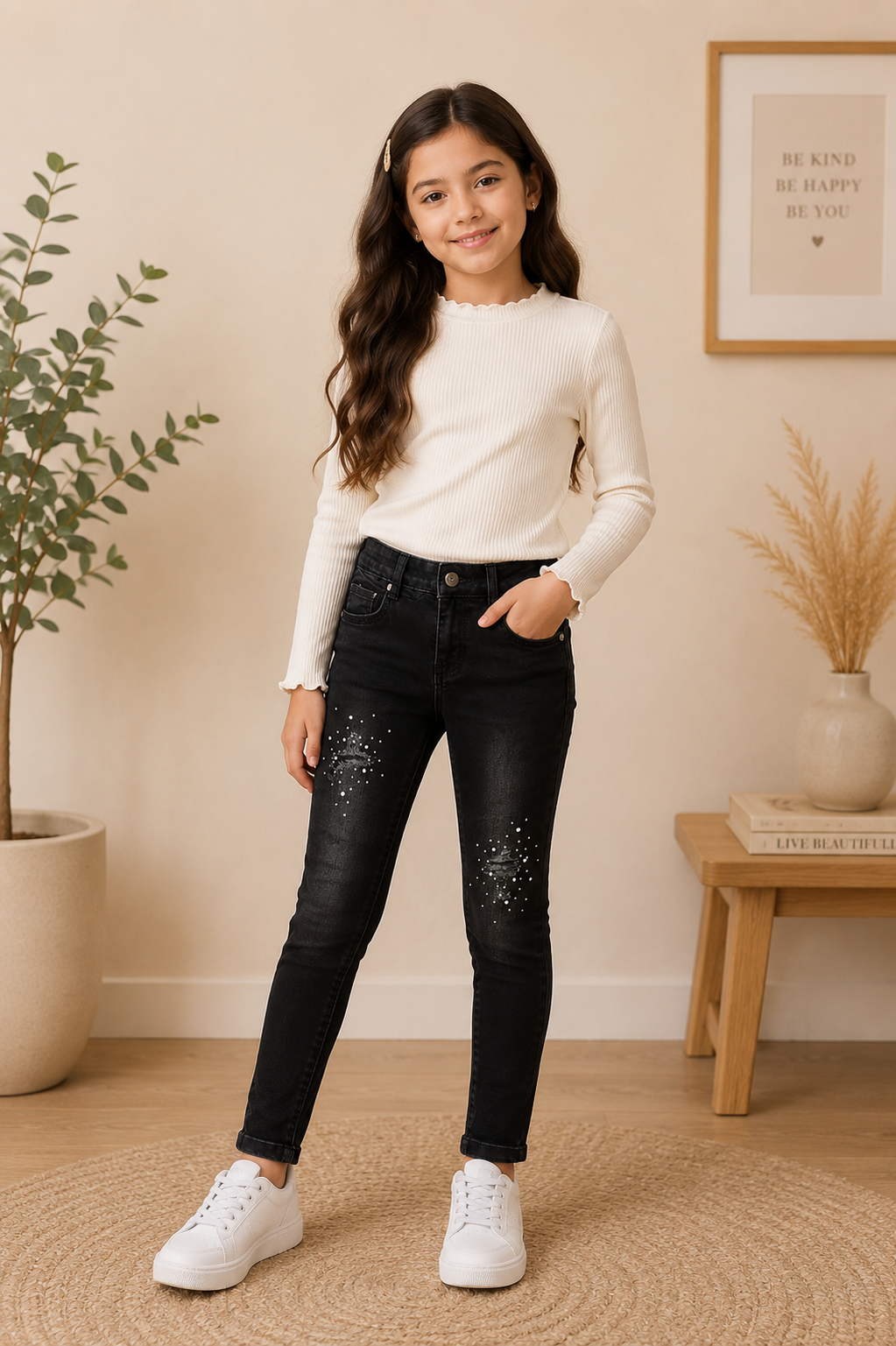 Girls' Black Stretch Skinny Jeans