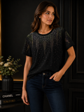 Premium Black Rhinestone T-Shirt