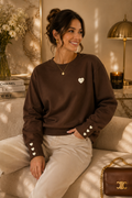 Brown Heart Detail Sweatshirt
