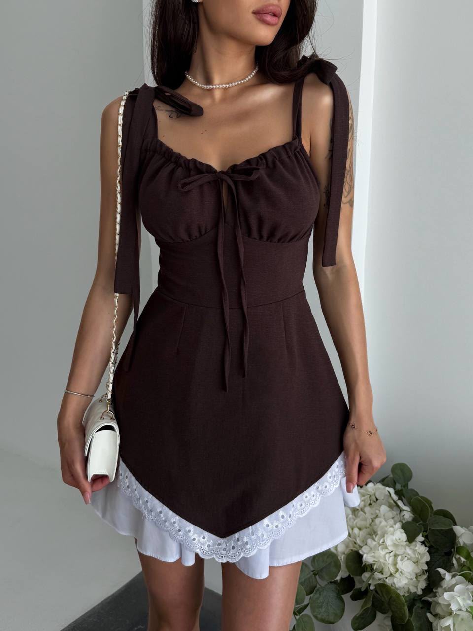 Chocolate Lace Mini Dress