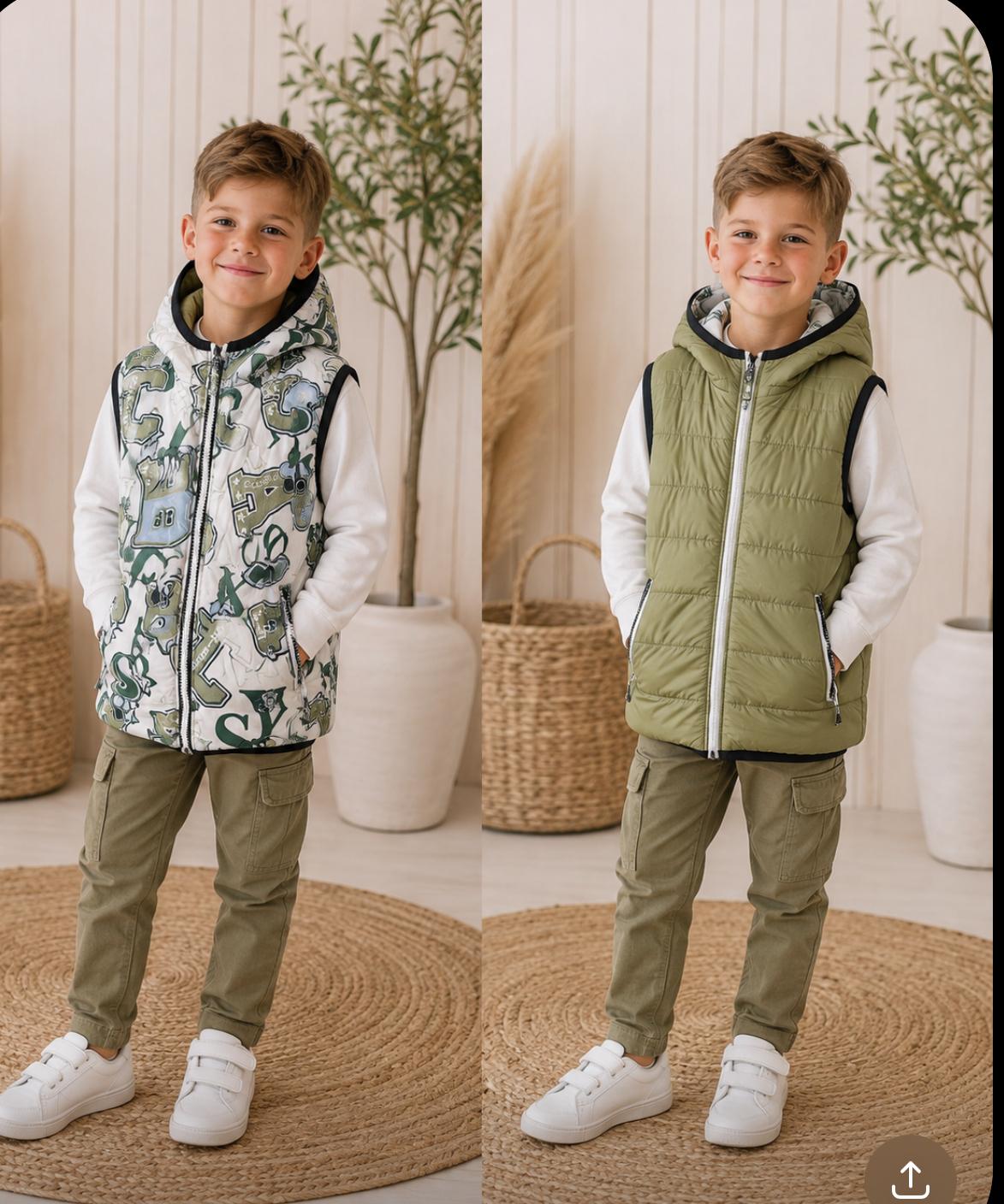 Reversible Kids Hooded Puffer Vest